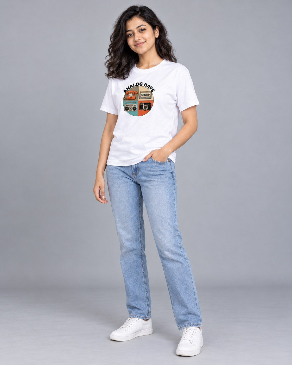 White | Regular fit view of Analog Days white t-shirt